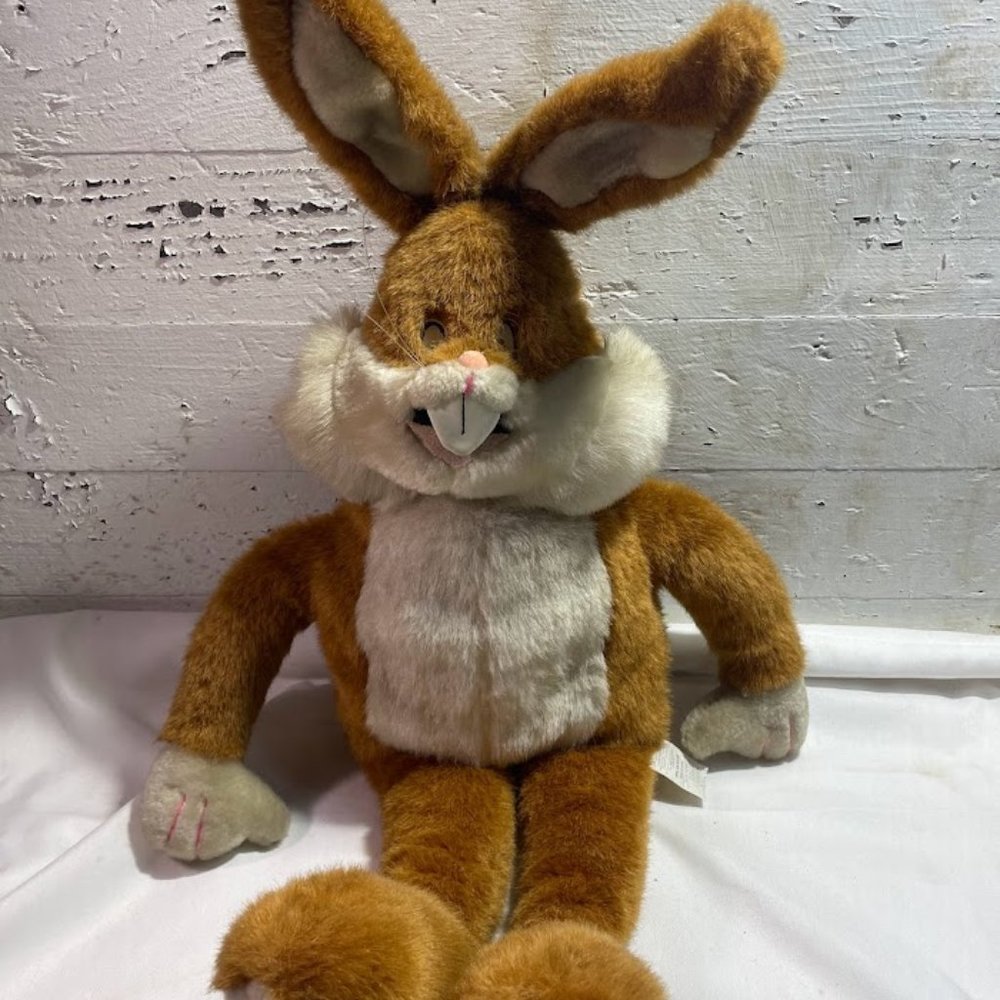 Vintage Plush Green Trading Sonic Snoring Rabbit Bunny Eyes Open Close Works